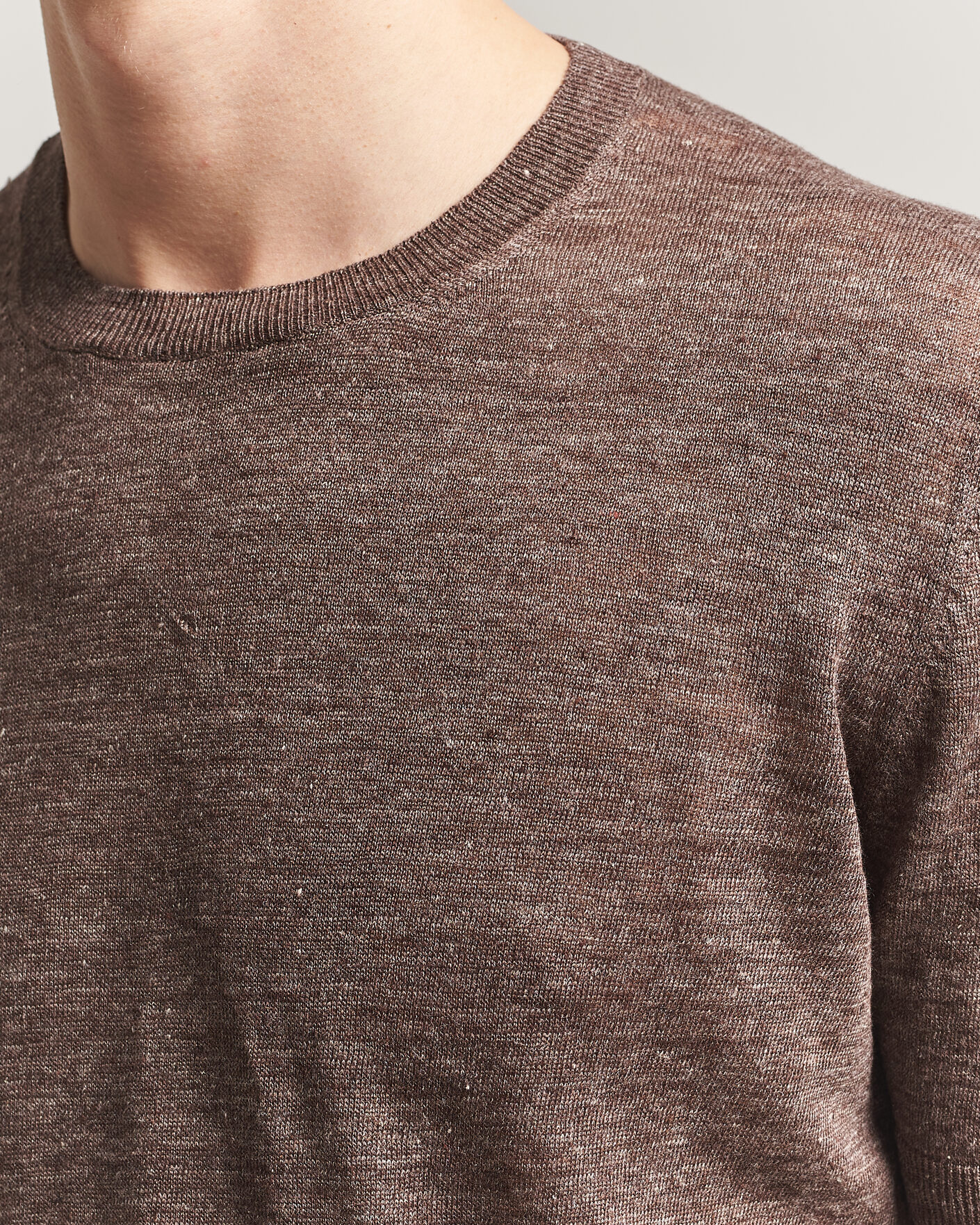 Hombres | Camisetas | Gran Sasso | Crew Neck Linen Tee Light Brown