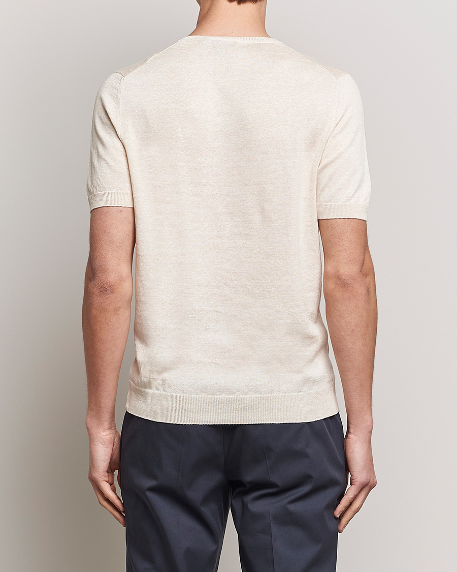Hombres | Camisetas | Gran Sasso | Cotton/Linen Knitted Tee Cream