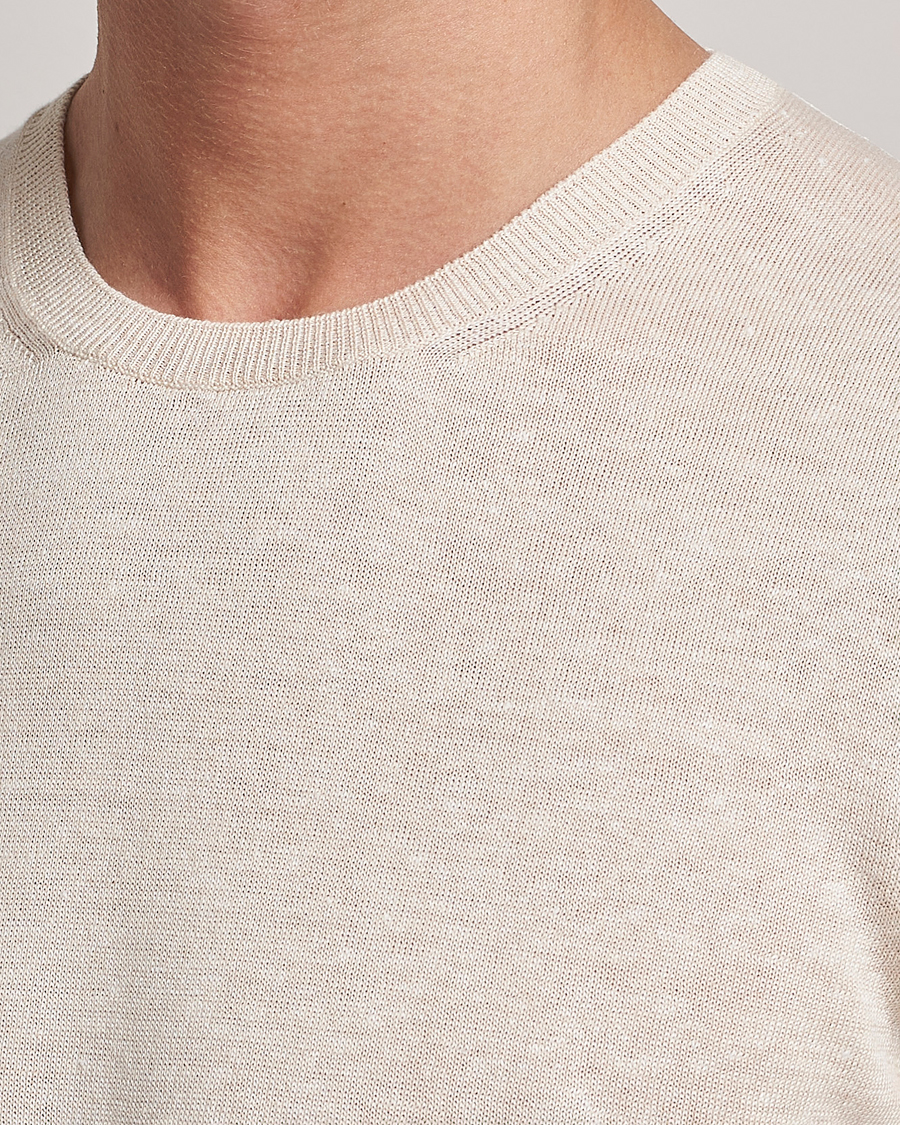 Hombres | Camisetas | Gran Sasso | Cotton/Linen Knitted Tee Cream