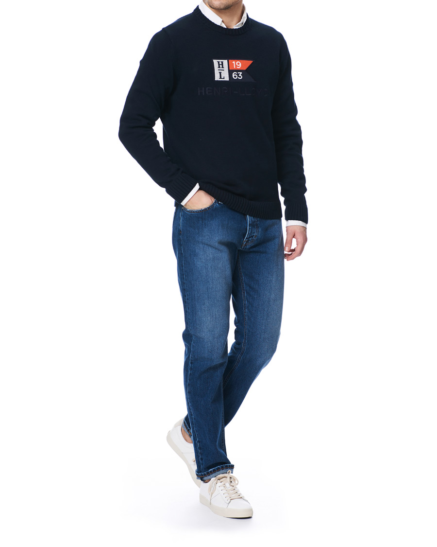 Hombres | Jerséis y prendas de punto | Henri-Lloyd | Henri Lloyd Cross Flag Knitted Crew Neck Navy