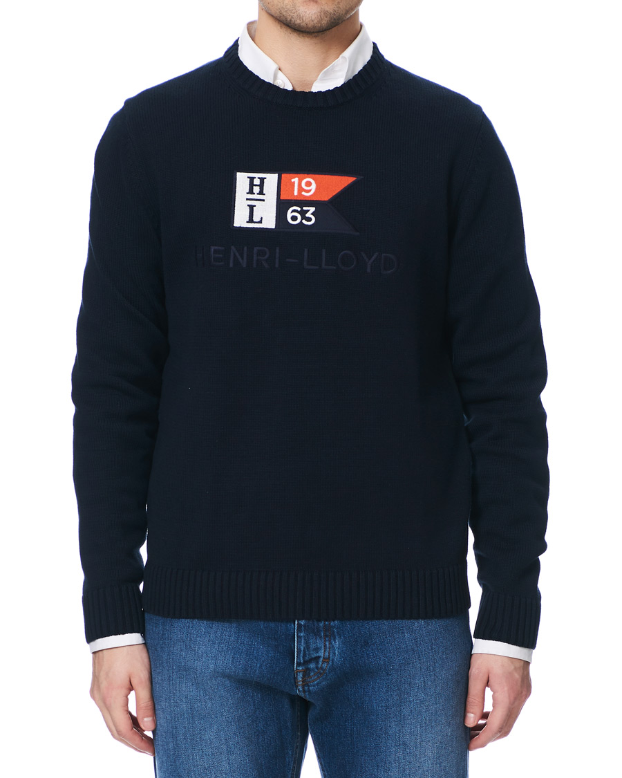 Hombres | Jerséis y prendas de punto | Henri-Lloyd | Henri Lloyd Cross Flag Knitted Crew Neck Navy
