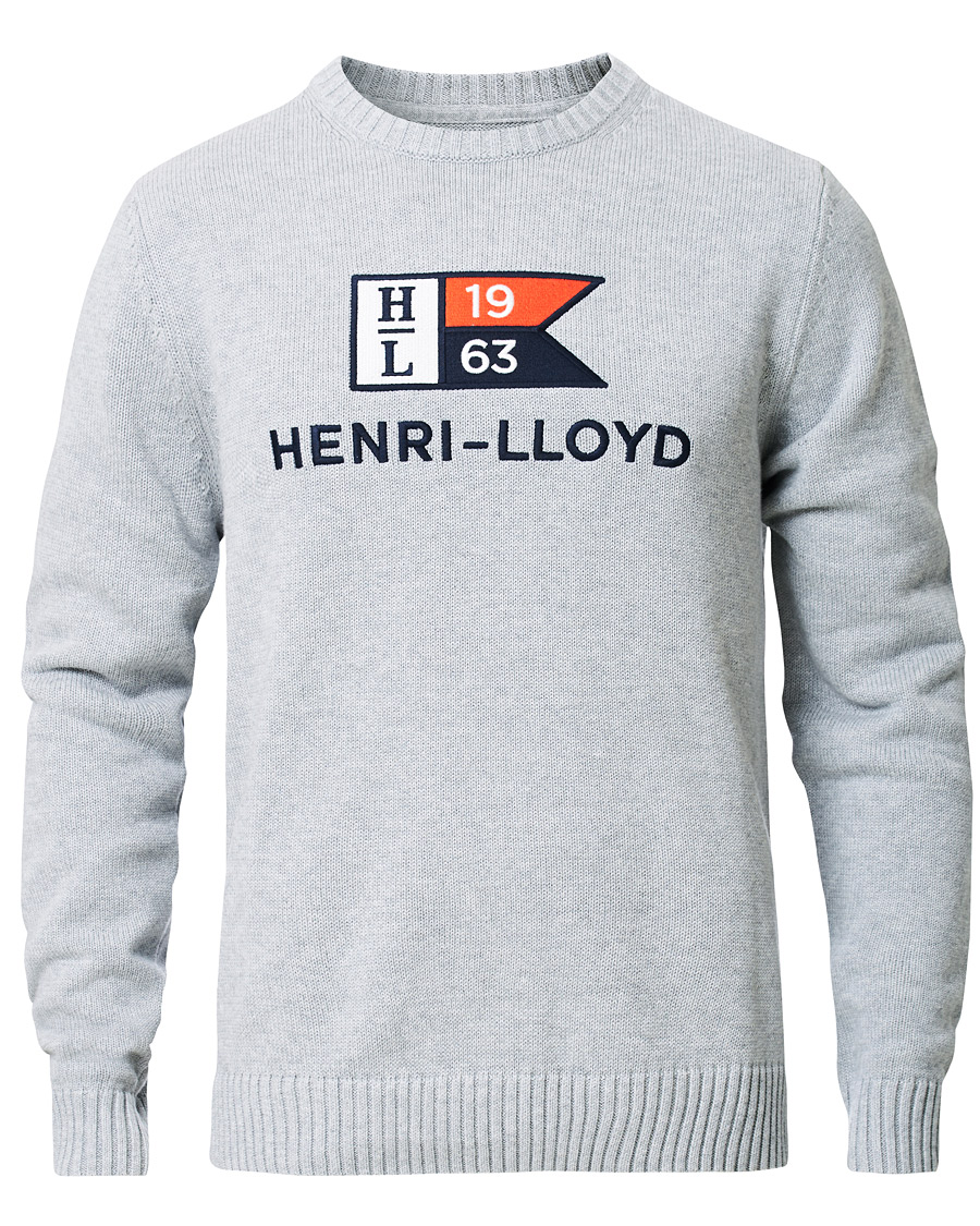 Hombres | Jerséis y prendas de punto | Henri-Lloyd | Henri Lloyd Cross Flag Knitted Crew Neck Grey Melange