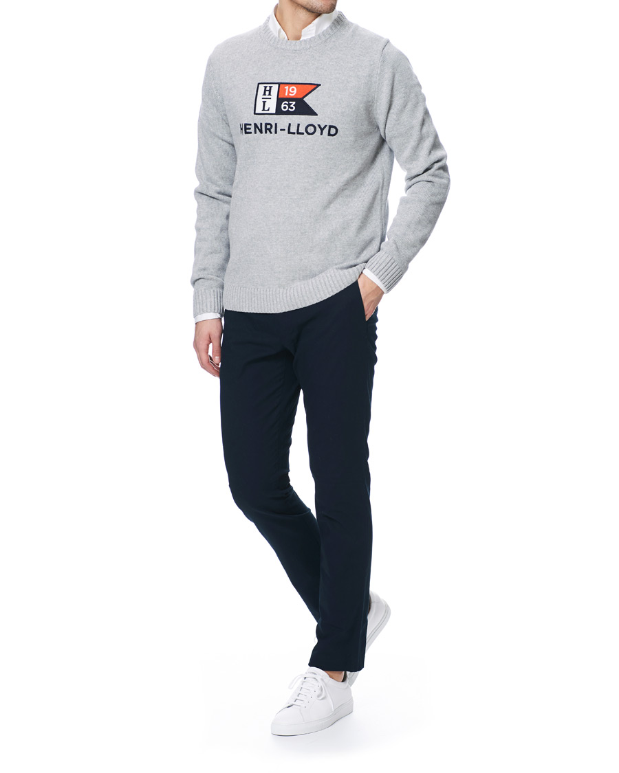 Hombres | Jerséis y prendas de punto | Henri-Lloyd | Henri Lloyd Cross Flag Knitted Crew Neck Grey Melange