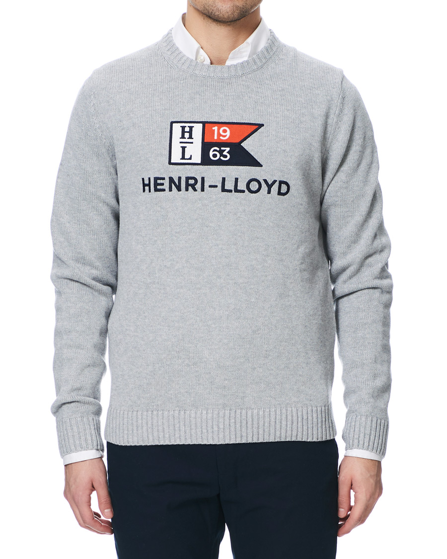 Hombres | Jerséis y prendas de punto | Henri-Lloyd | Henri Lloyd Cross Flag Knitted Crew Neck Grey Melange