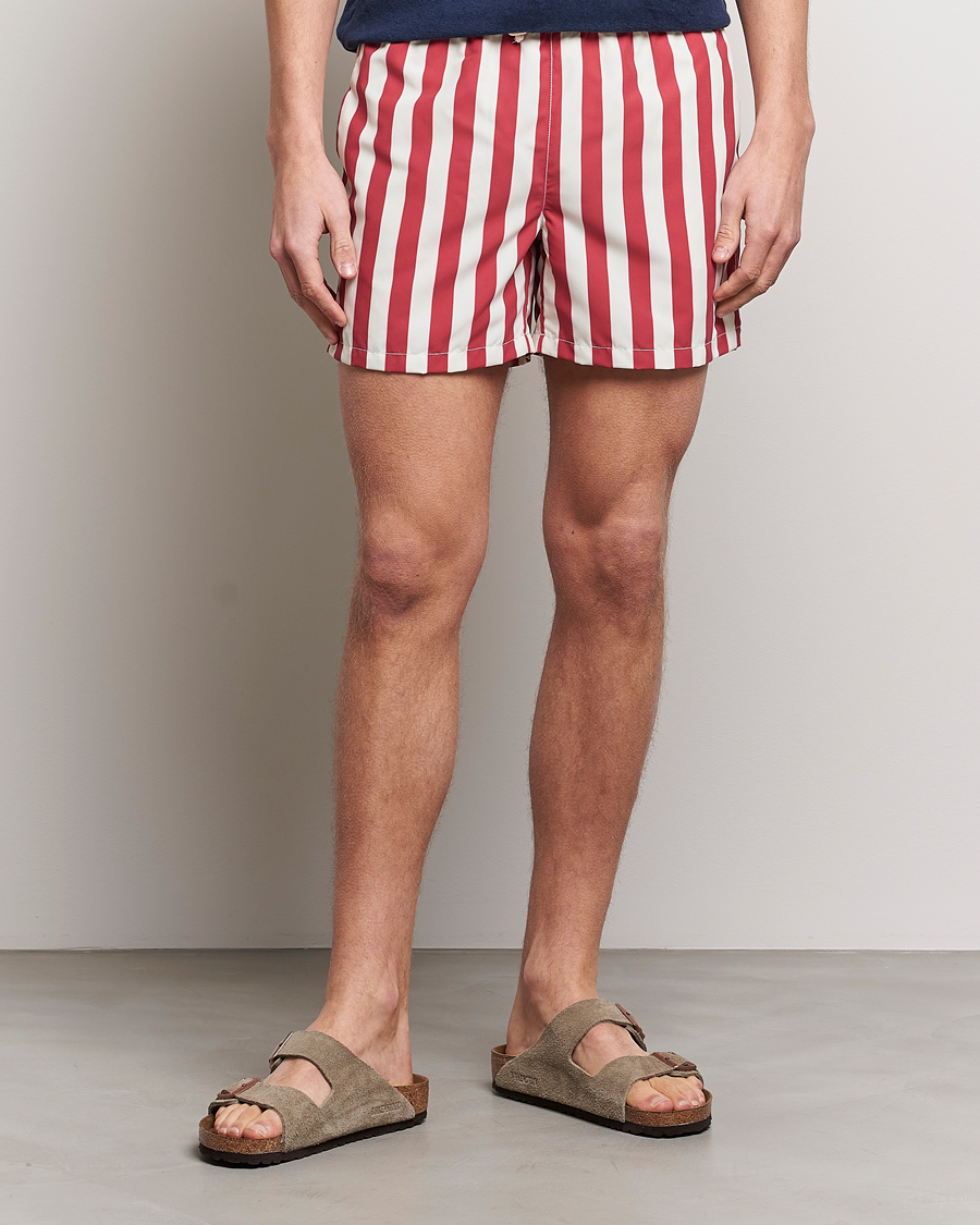 Hombres | Bañadores con cordones | Ripa Ripa | Paraggi Striped Swimshorts Red/White