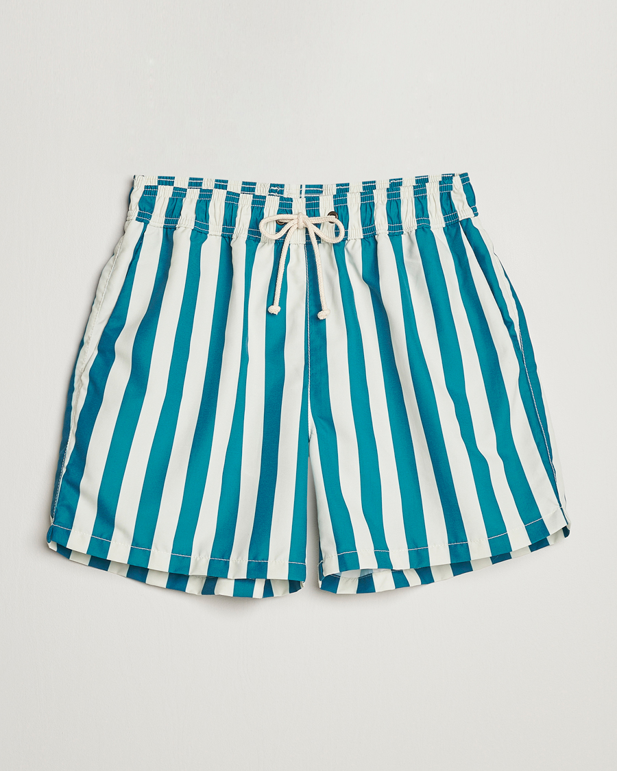 Hombres | Ripa Ripa Paraggi Striped Swimshorts Green/White | Ripa Ripa | Paraggi Striped Swimshorts Green/White