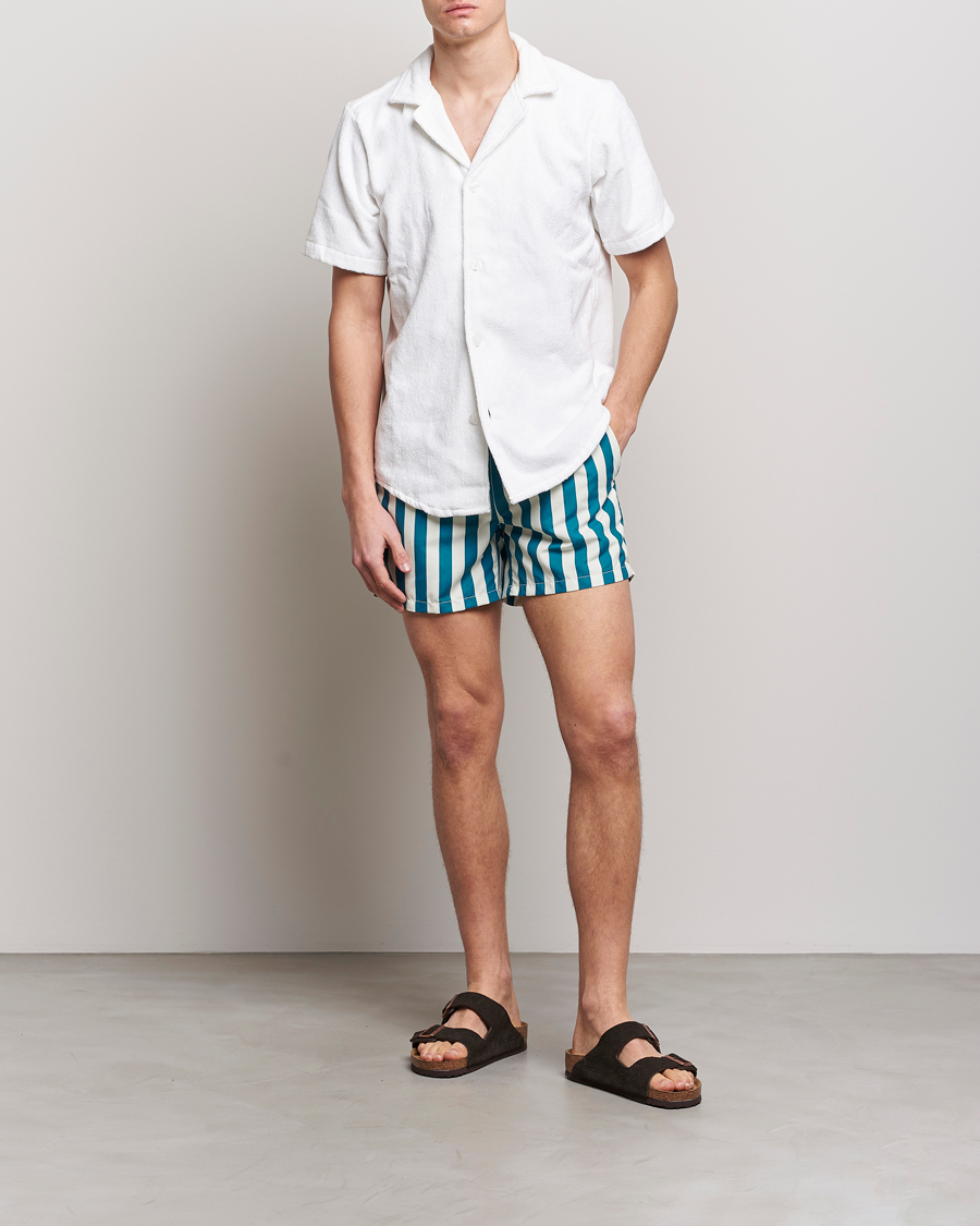 Hombres | Ripa Ripa Paraggi Striped Swimshorts Green/White | Ripa Ripa | Paraggi Striped Swimshorts Green/White