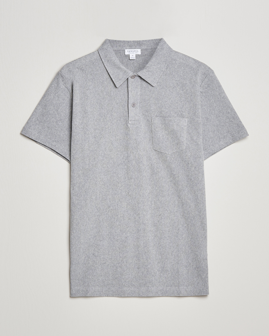 Hombres | Polos | Sunspel | Riviera Polo Shirt Grey Melange