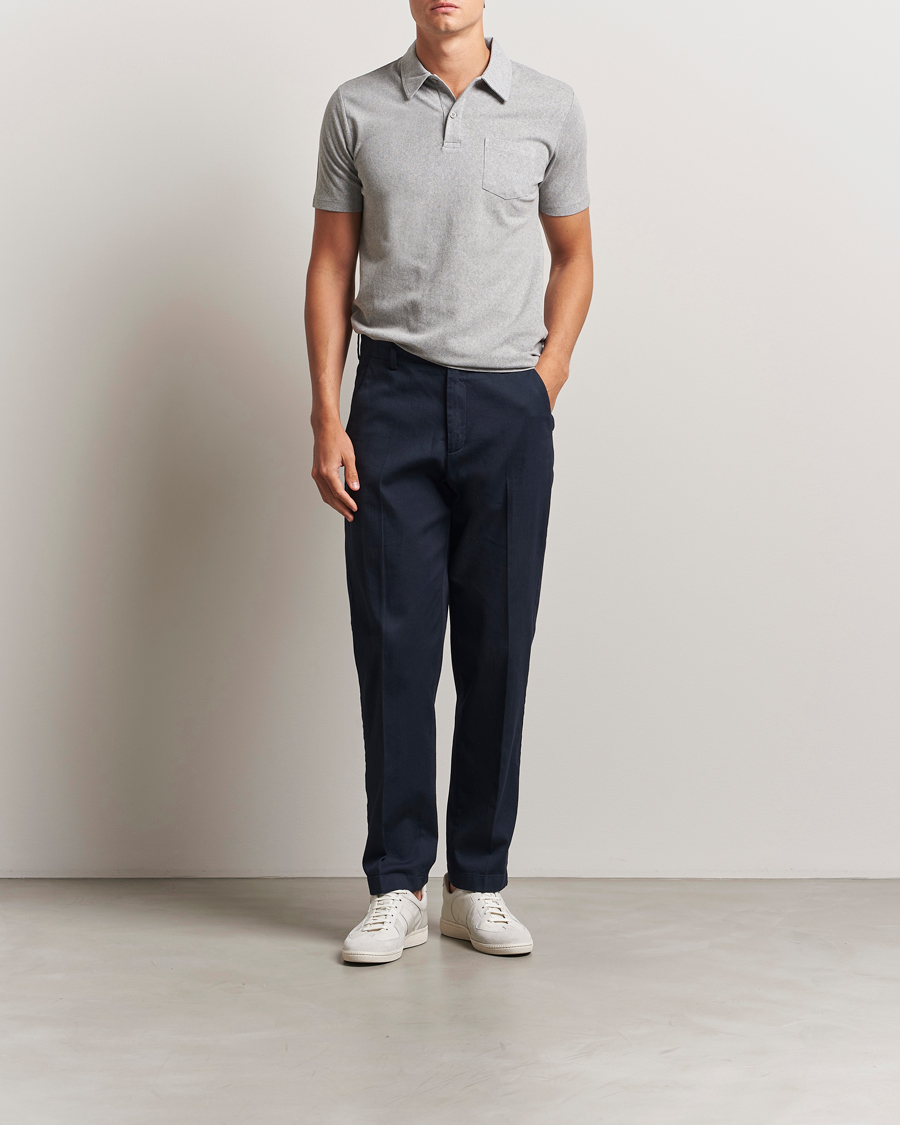 Hombres | Polos | Sunspel | Riviera Polo Shirt Grey Melange