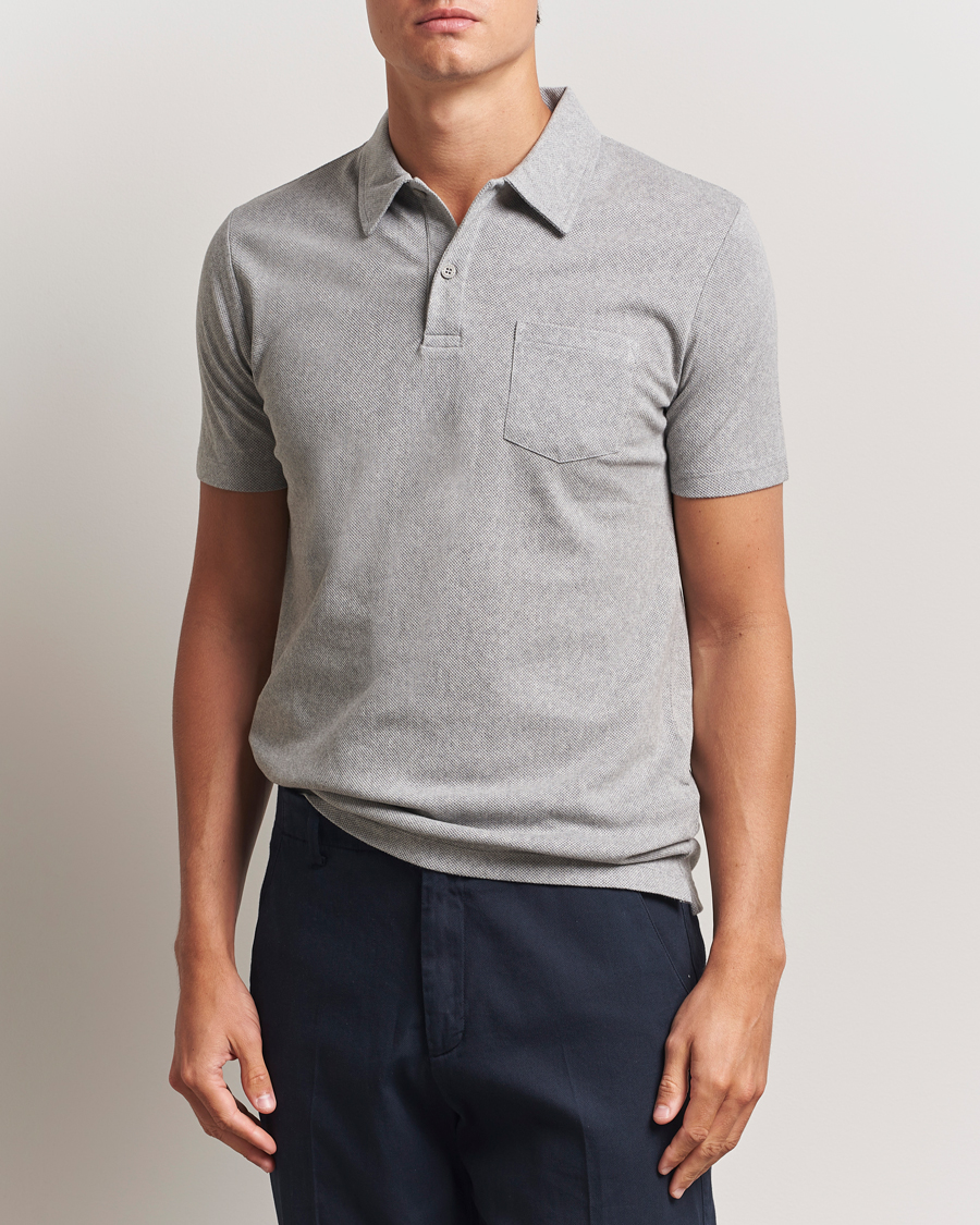 Hombres | Polos | Sunspel | Riviera Polo Shirt Grey Melange