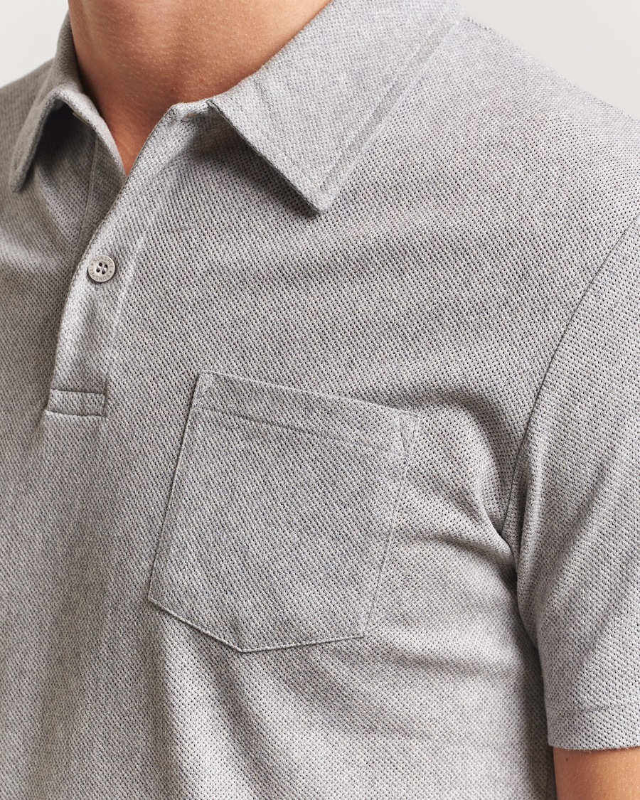 Hombres | Polos | Sunspel | Riviera Polo Shirt Grey Melange