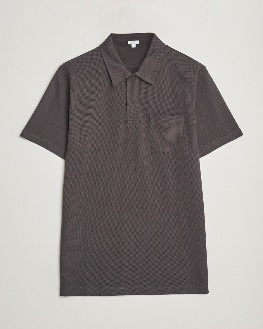 Hombres | Polos | Sunspel | Riviera Polo Shirt Charcoal