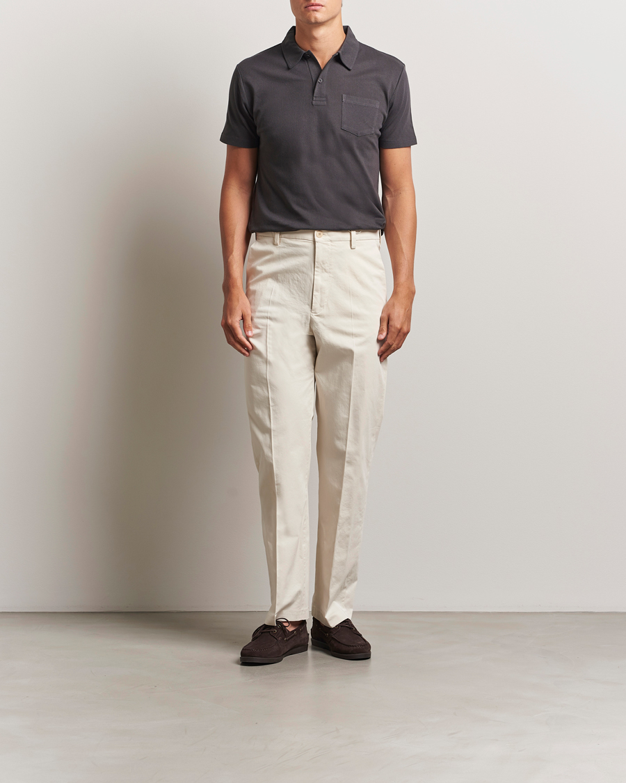 Hombres | Polos | Sunspel | Riviera Polo Shirt Charcoal