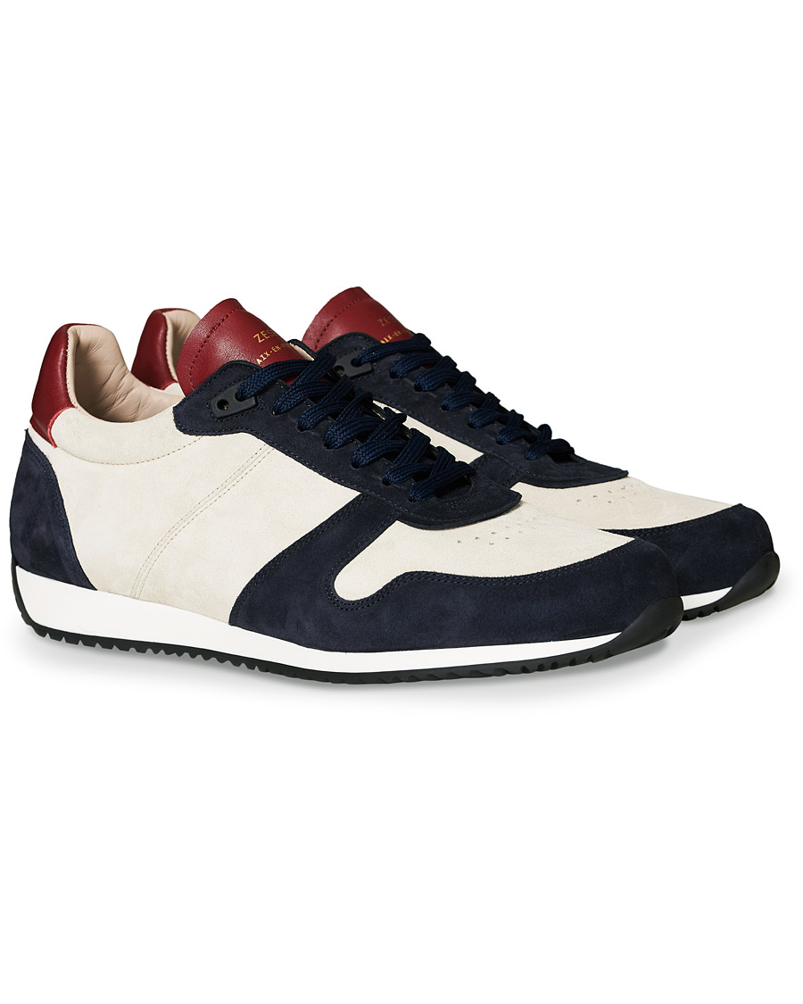 Hombres | Zespà ZSP6 Suede Runner Sneakers Off White/Cerise | Zespà | ZSP6 Suede Runner Sneakers Off White/Cerise