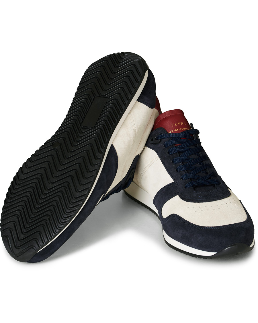 Hombres | Zespà ZSP6 Suede Runner Sneakers Off White/Cerise | Zespà | ZSP6 Suede Runner Sneakers Off White/Cerise