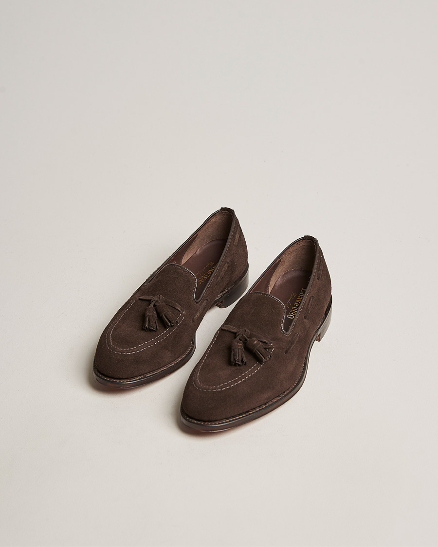 Hombres | Handgjorda skor - Skoblockskampanj | Loake 1880 | Russell Tassel Loafer Chocolate Brown Suede