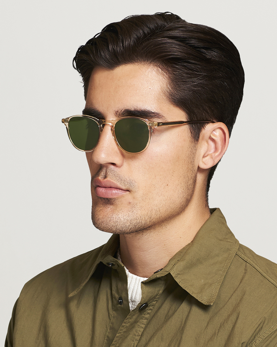 Hombres | Gafas de sol redondas | Garrett Leight | Hampton 46 Sunglasses Pure Green