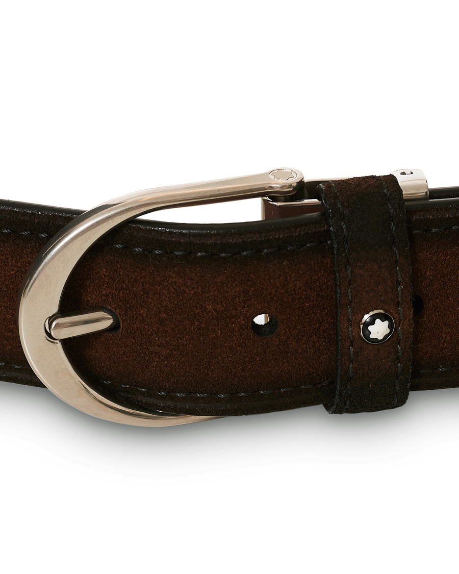 Hombres | Montblanc Horseshoe Buckle Belt 35mm Light Brown Suede | Montblanc | Horseshoe Buckle Belt 35mm Light Brown Suede