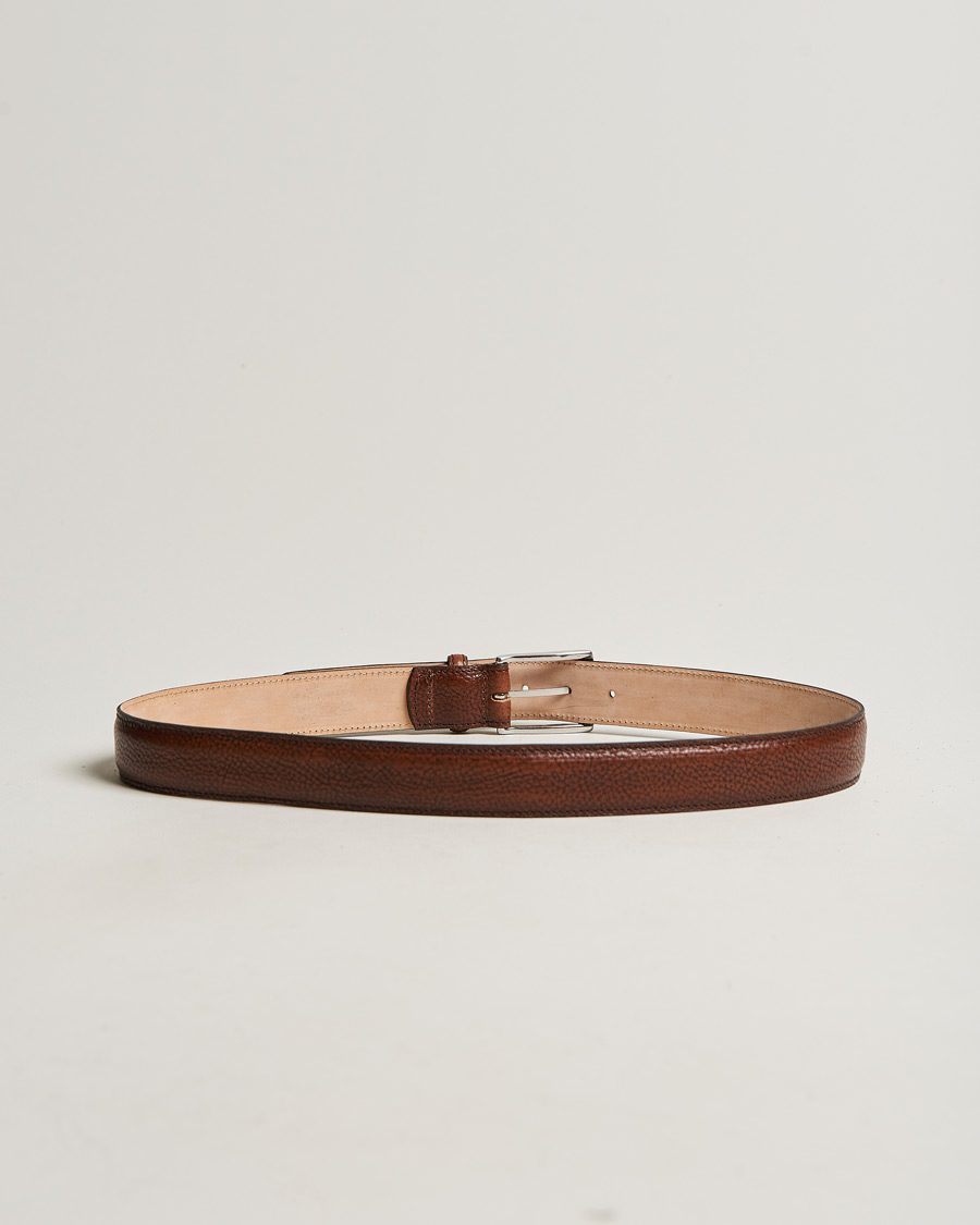 Hombres | Loake 1880 Henry Grained Leather Belt 3,3 cm Dark Brown | Loake 1880 | Henry Grained Leather Belt 3,3 cm Dark Brown