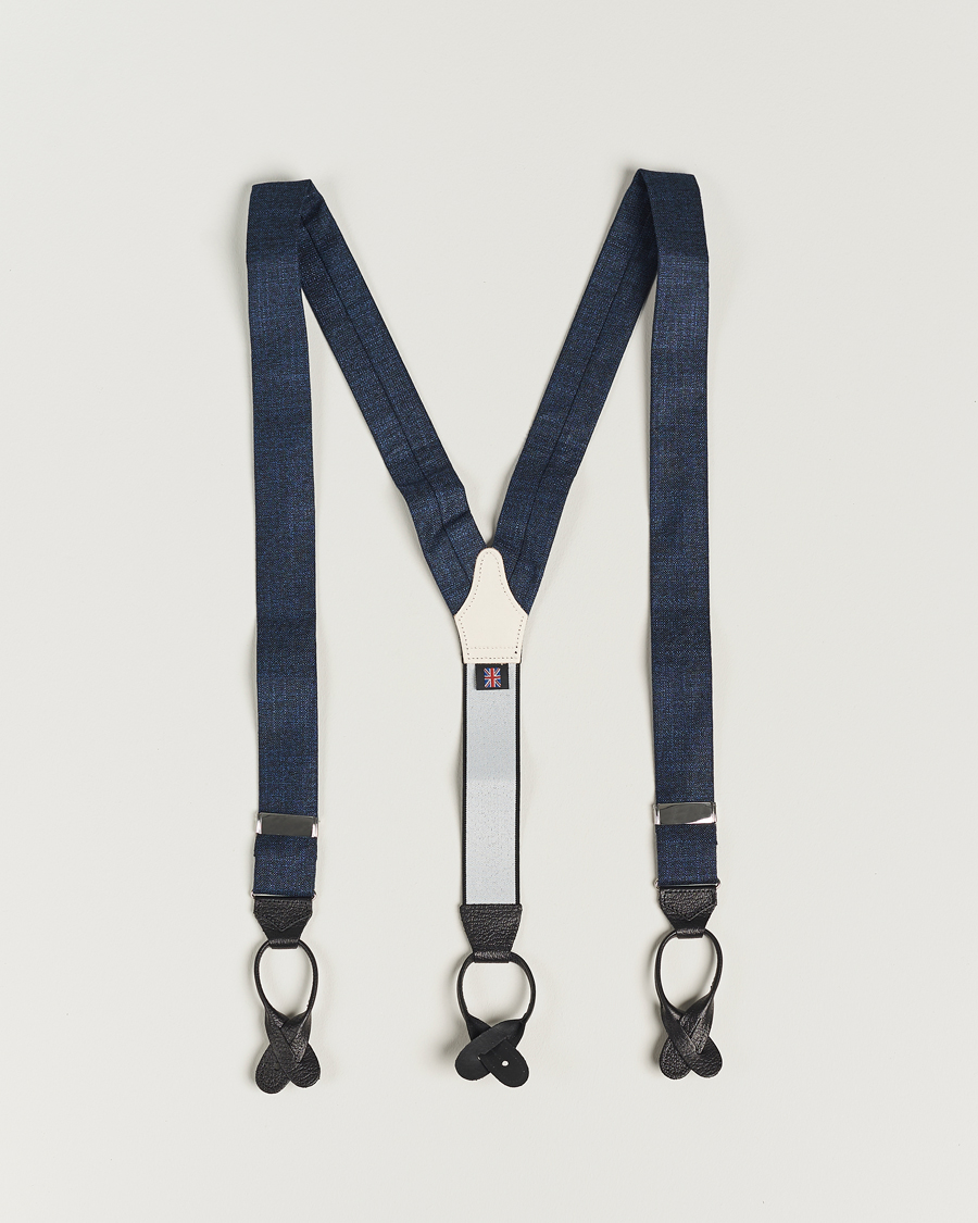 Hombres | Albert Thurston Hardy Minnis Bamboo Braces 38mm Navy | Albert Thurston | Hardy Minnis Bamboo Braces 38mm Navy