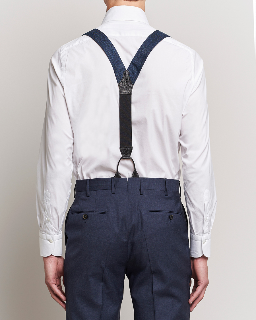 Hombres | Albert Thurston Hardy Minnis Bamboo Braces 38mm Navy | Albert Thurston | Hardy Minnis Bamboo Braces 38mm Navy