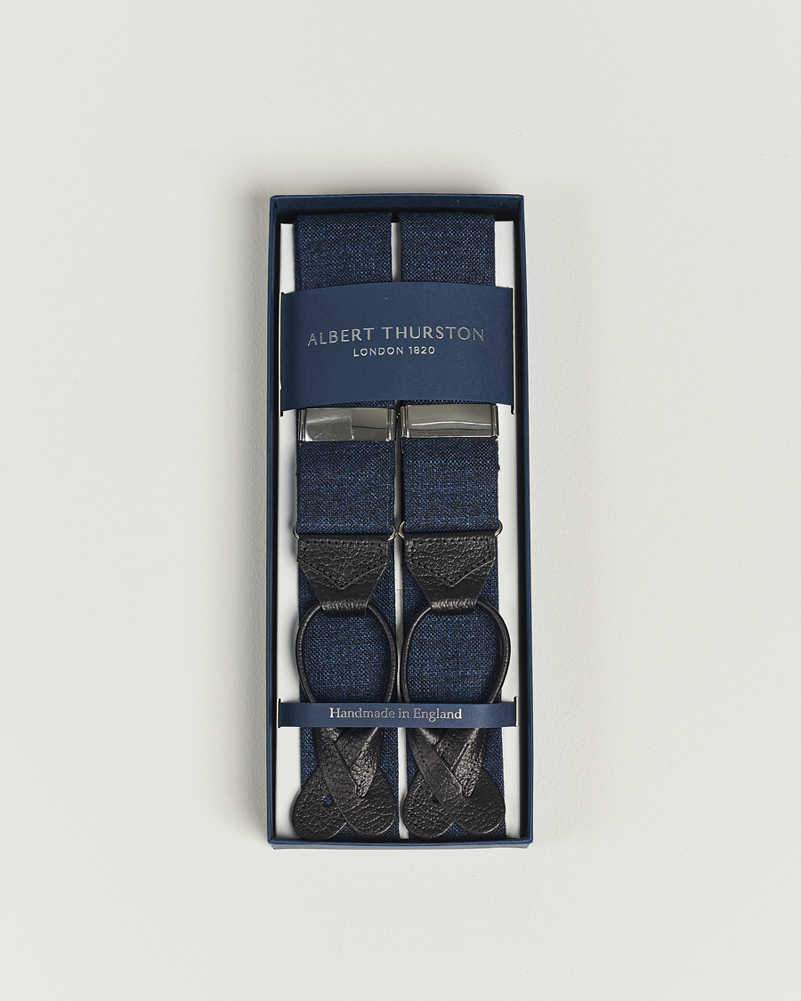 Hombres | Albert Thurston Hardy Minnis Bamboo Braces 38mm Navy | Albert Thurston | Hardy Minnis Bamboo Braces 38mm Navy