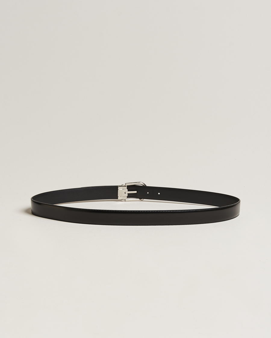 Hombres | Montblanc Horseshoe Coated Buckle 30mm Leather Belt Black | Montblanc | Horseshoe Coated Buckle 30mm Leather Belt Black
