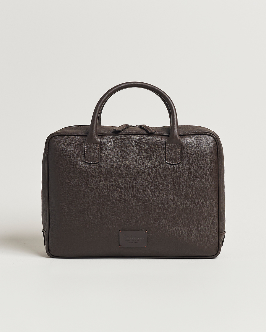 Hombres | Bolsos | Anderson's | Full Grain Leather Briefcase Dark Brown