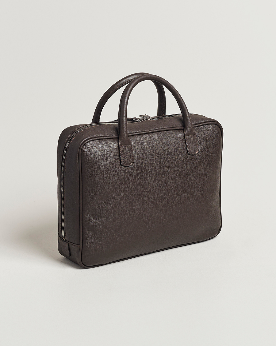 Hombres |  | Anderson's | Full Grain Leather Briefcase Dark Brown