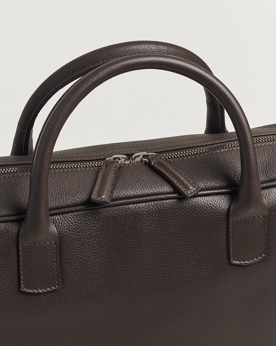 Hombres | Bolsos | Anderson's | Full Grain Leather Briefcase Dark Brown