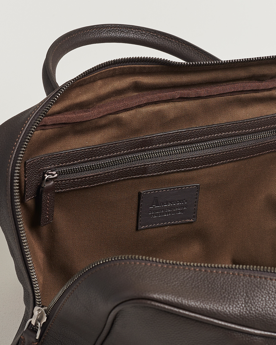 Hombres | Bolsos | Anderson's | Full Grain Leather Briefcase Dark Brown