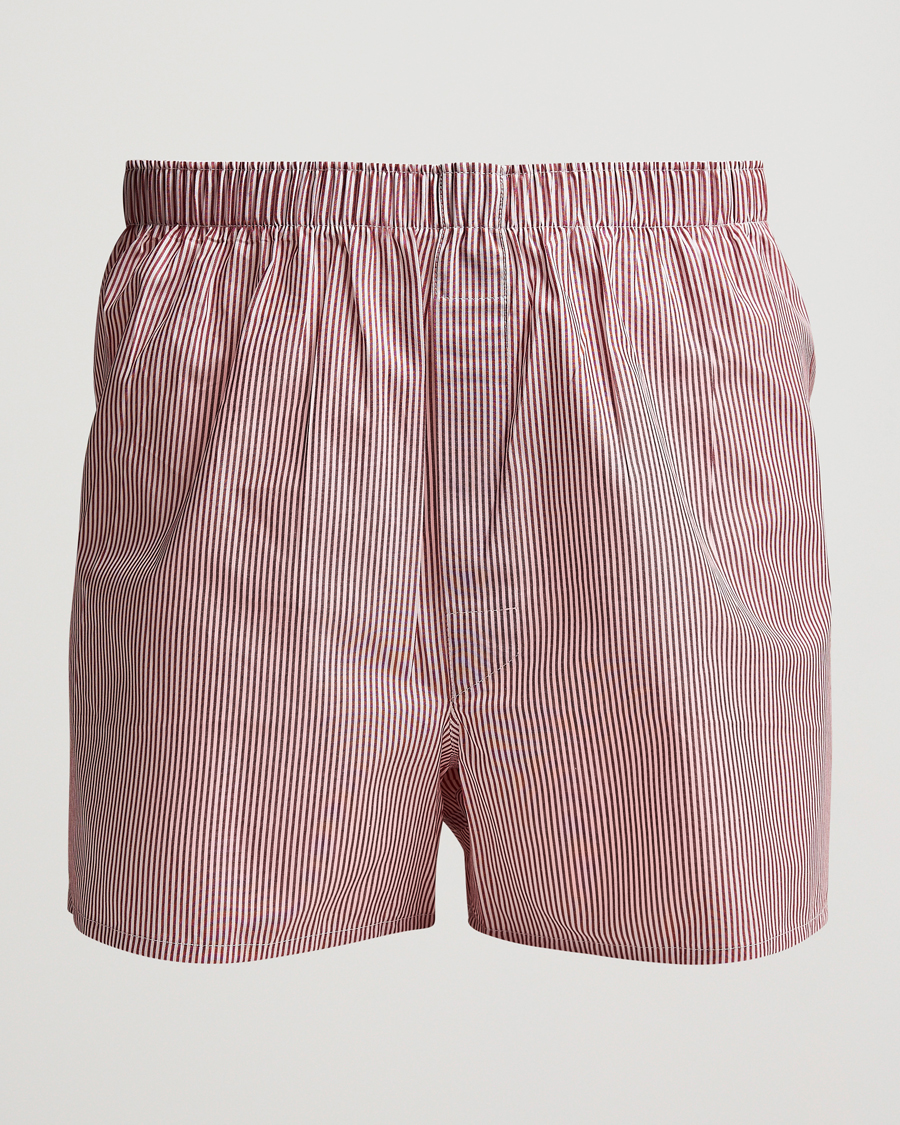 Hombres | Ropa interior y calcetines | Sunspel | Classic Woven Cotton Boxer Shorts Red/White