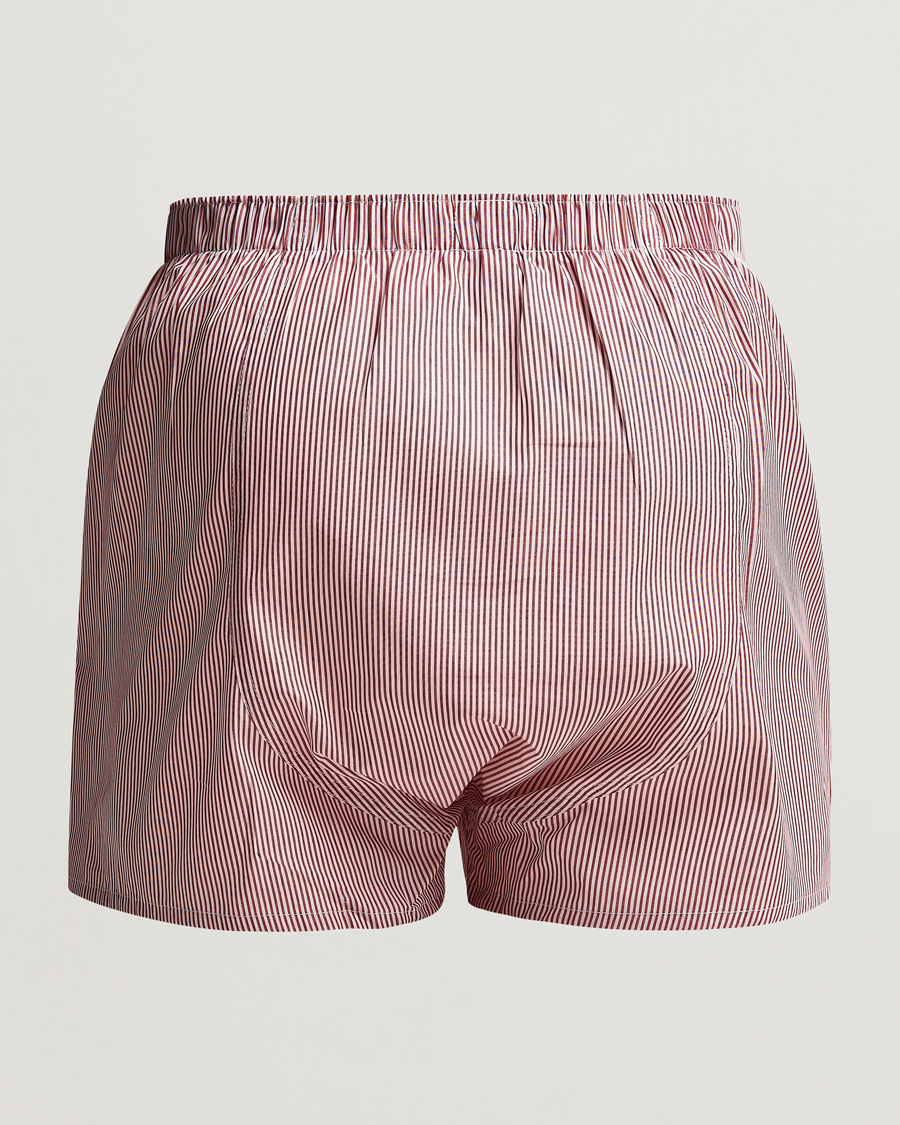 Hombres | Best of British | Sunspel | Classic Woven Cotton Boxer Shorts Red/White