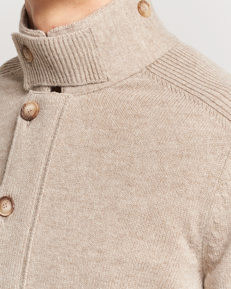Hombres | Jerséis y prendas de punto | Gran Sasso | Heavy Wool Cardigan Taupe Melange