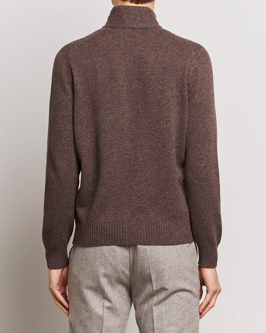 Hombres | Jerséis y prendas de punto | Gran Sasso | Heavy Wool Cardigan Brown Melange