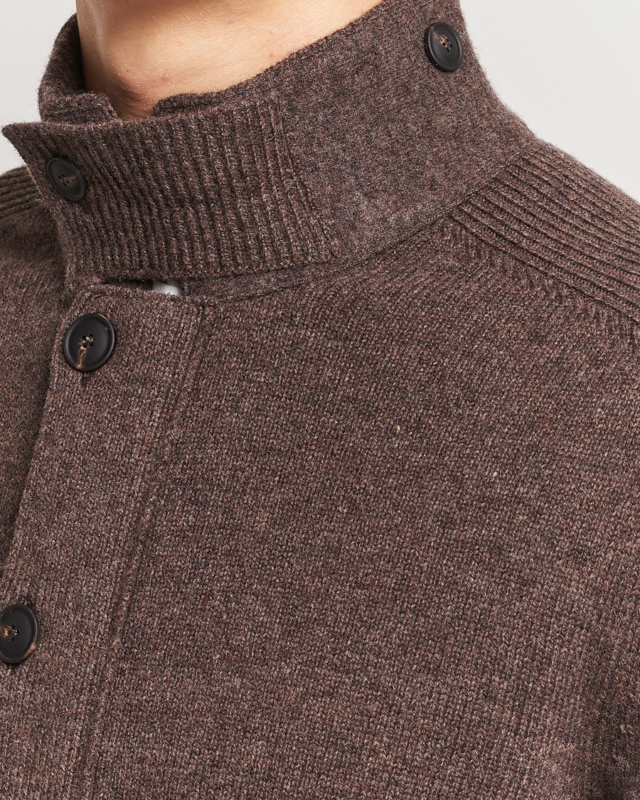 Hombres | Jerséis y prendas de punto | Gran Sasso | Heavy Wool Cardigan Brown Melange