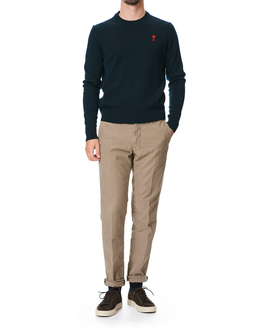 Hombres | Jerséis y prendas de punto | AMI | Heart Logo Merino Sweater Dark Green