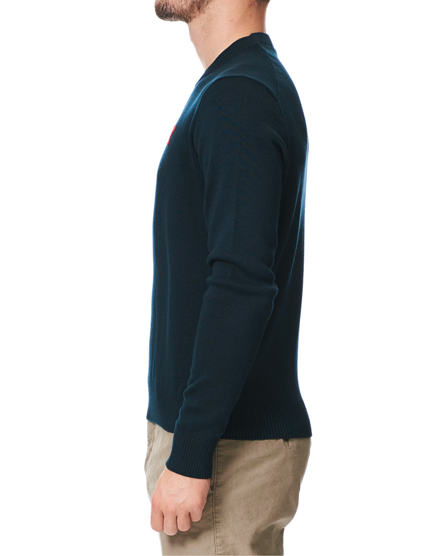 Hombres | Jerséis y prendas de punto | AMI | Heart Logo Merino Sweater Dark Green