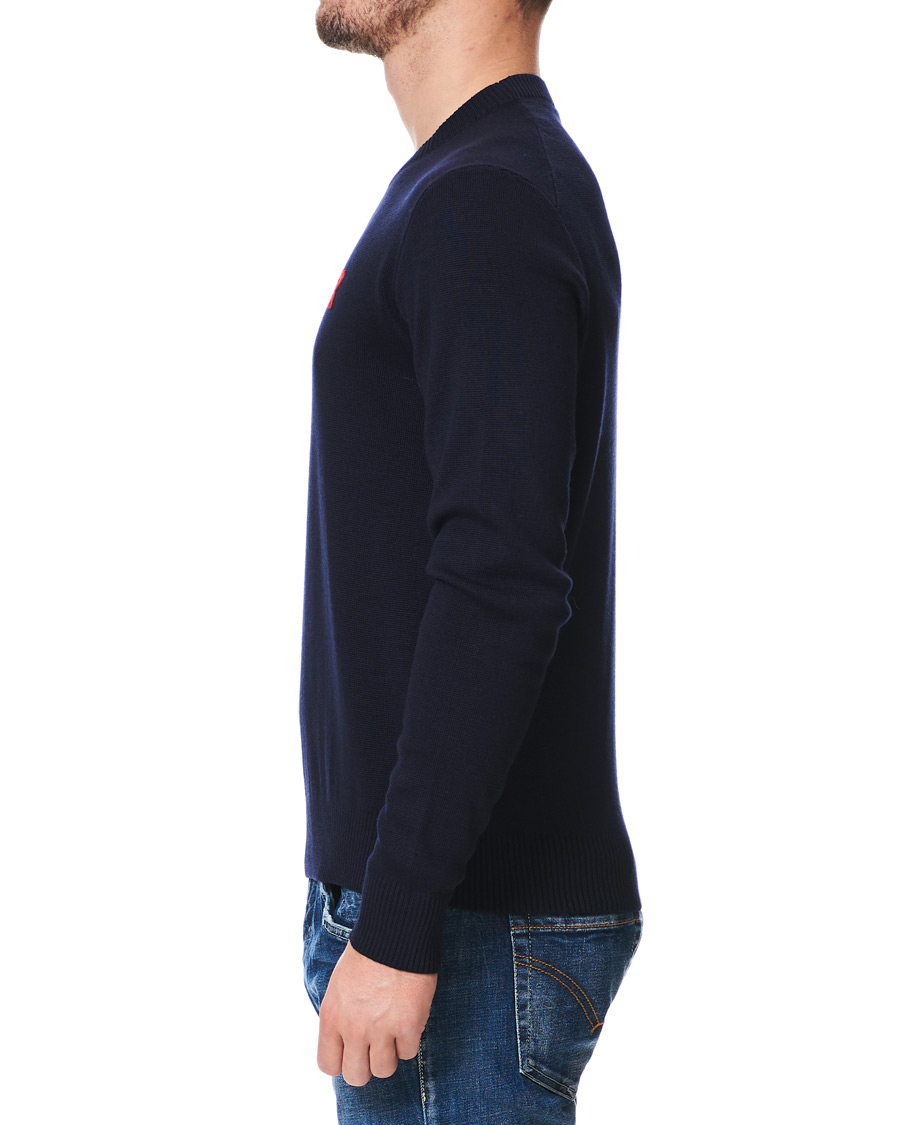 Hombres | Jerséis y prendas de punto | AMI | Heart Logo Merino Sweater Navy