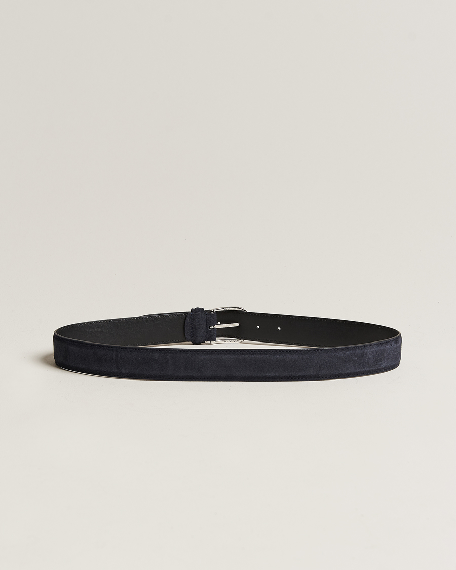 Hombres | Cinturones de cuero | Anderson's | Suede 3,5 cm Belt Navy