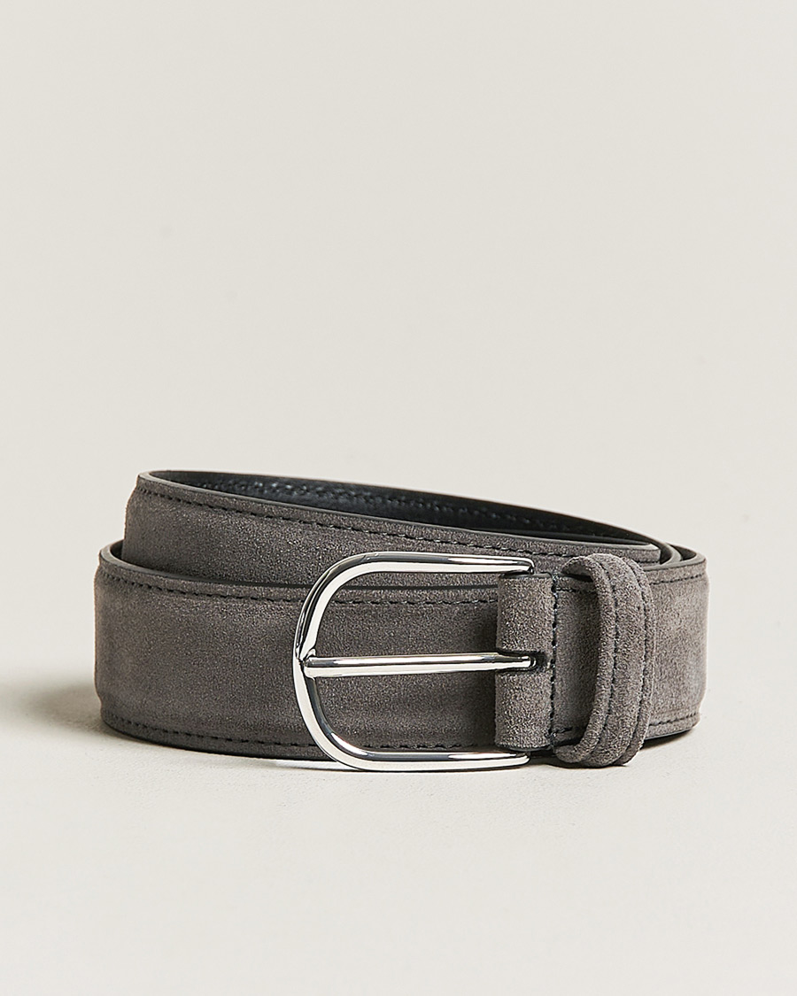 Hombres | Cinturones | Anderson's | Suede 3,5 cm Belt Grey