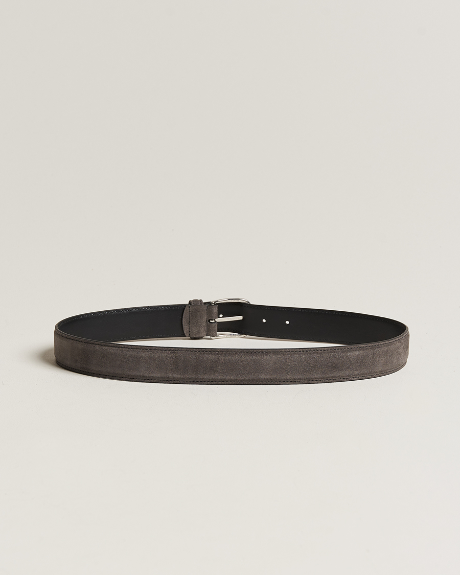 Hombres | Italian Department | Anderson's | Suede 3,5 cm Belt Grey
