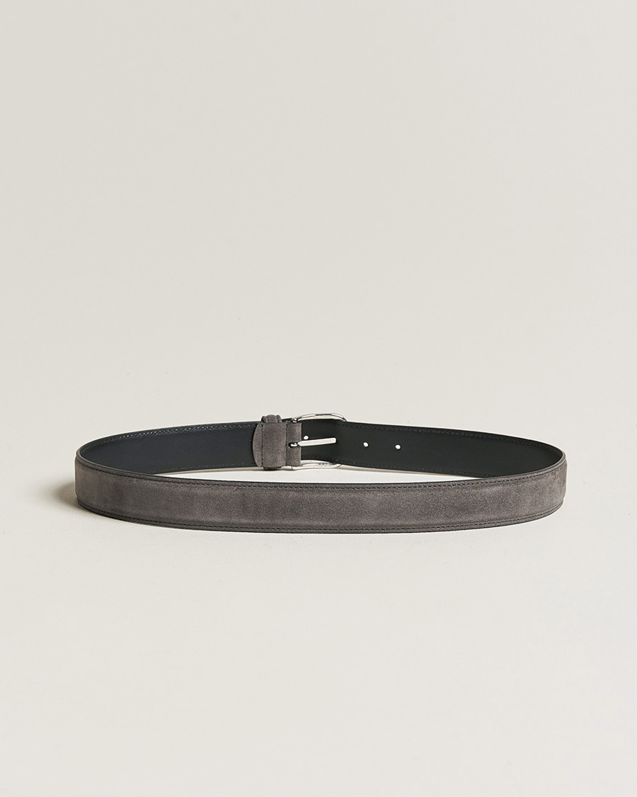 Hombres | Cinturones | Anderson's | Suede 3,5 cm Belt Grey