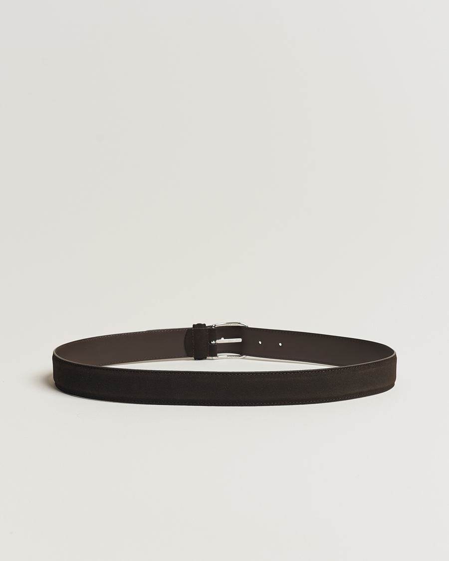 Hombres | Cinturones de cuero | Anderson's | Suede 3,5 cm Belt Dark Brown