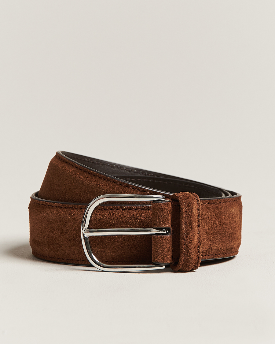 Hombres | Anderson's Suede 3,5 cm Belt Brown 85 | Anderson's | Suede 3,5 cm Belt Brown 85