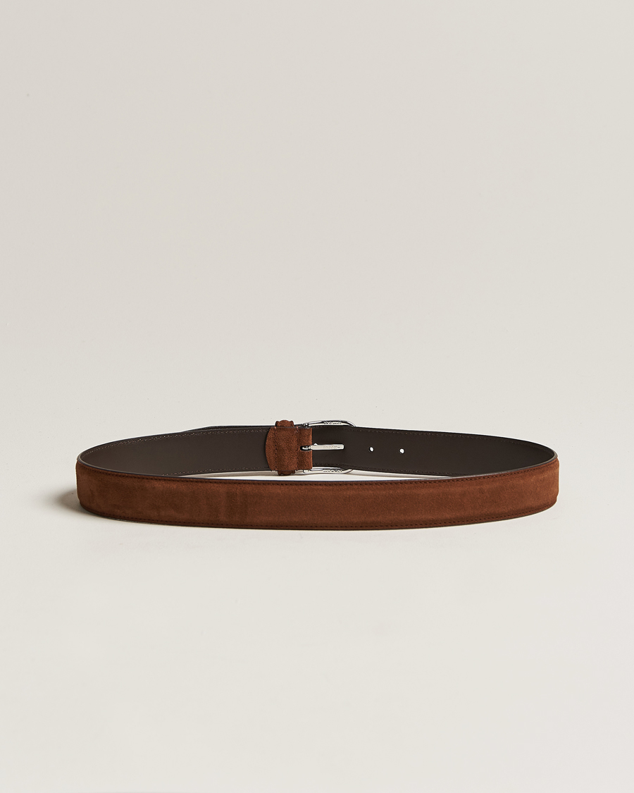 Hombres | Cinturones | Anderson's | Suede 3,5 cm Belt Brown
