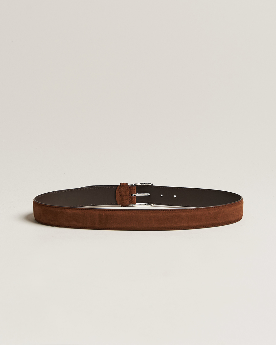 Hombres | Anderson's Suede 3,5 cm Belt Brown 85 | Anderson's | Suede 3,5 cm Belt Brown 85
