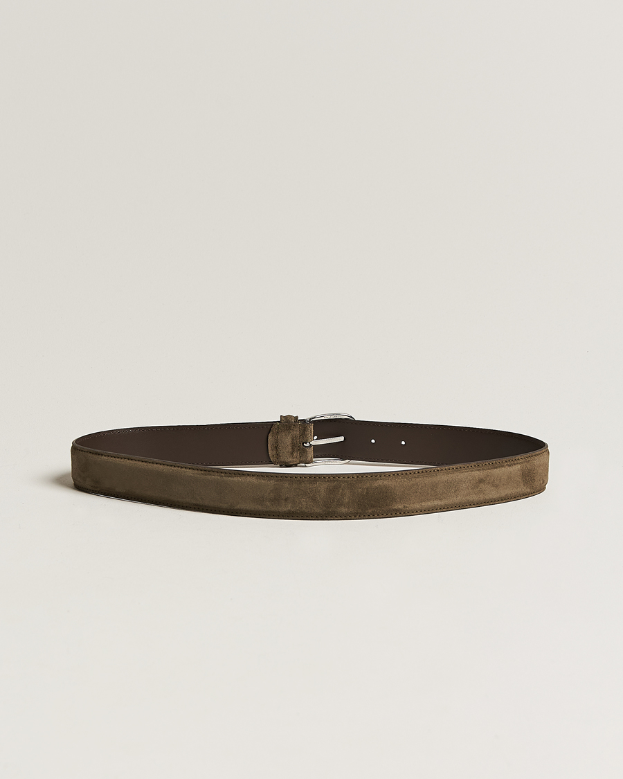 Hombres | Cinturones de cuero | Anderson's | Suede 3,5 cm Belt Green