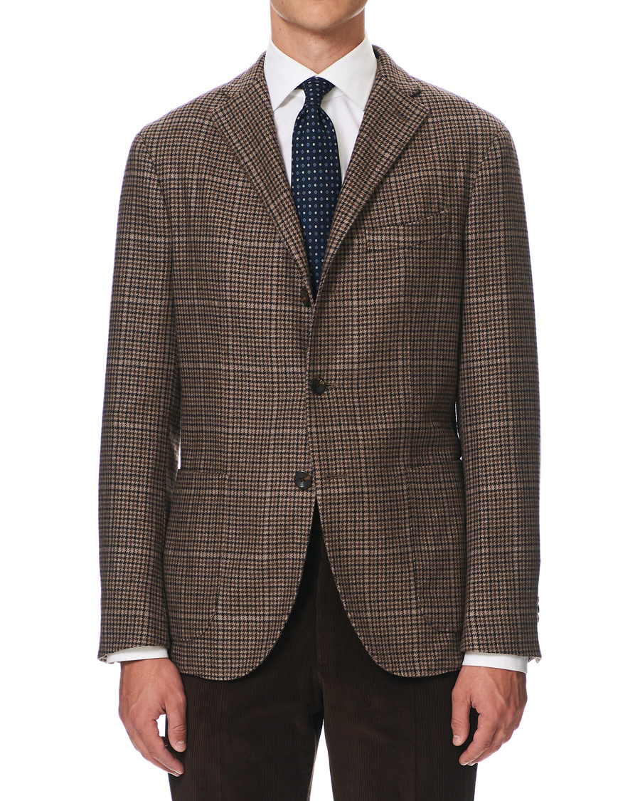Hombres | Blazers | Boglioli | K Jacket Houndstooth Blazer Brown