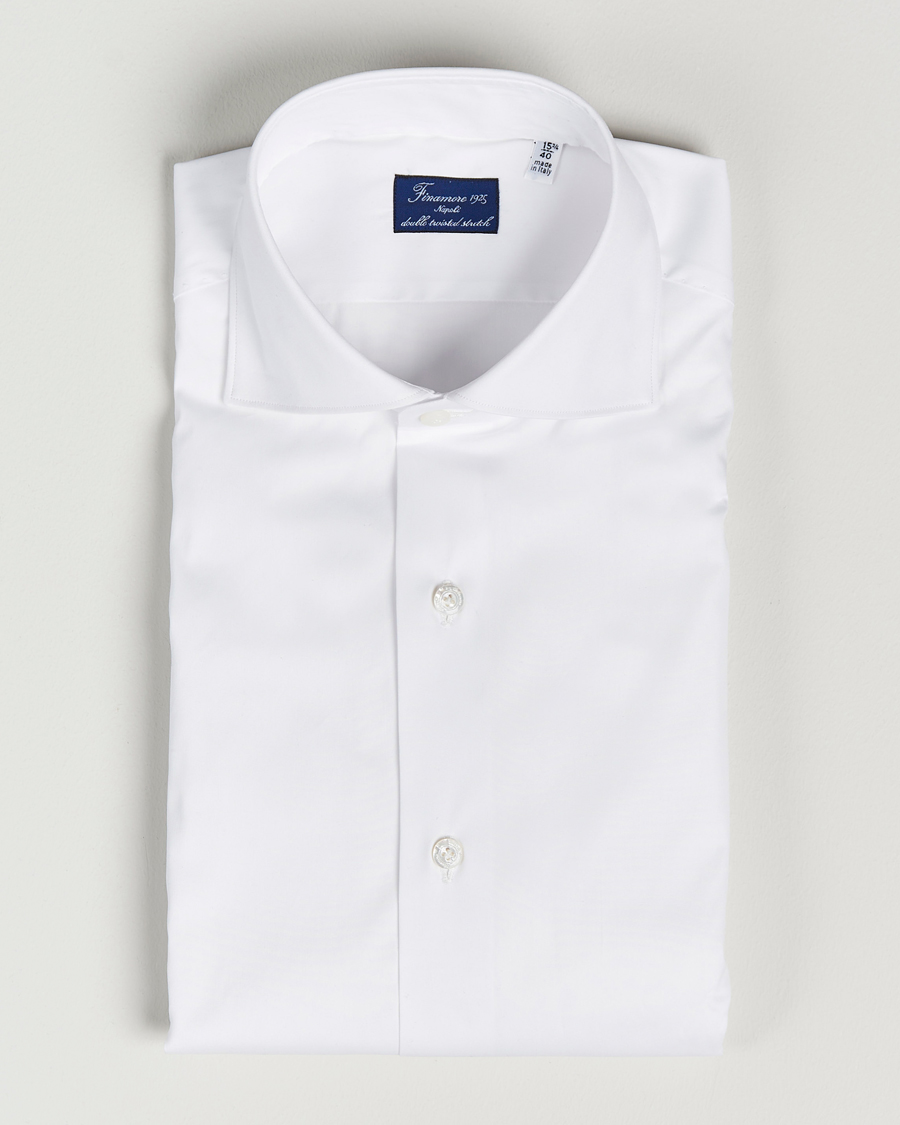 Hombres | Camisas | Finamore Napoli | Milano Slim Fit Stretch Shirt White